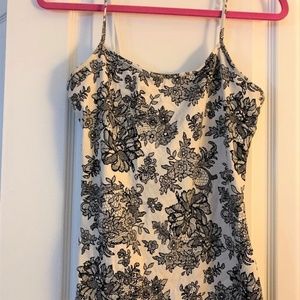 black and white floral cami
